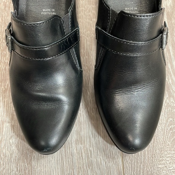 Spring Step Black Leather Stacked Heel Buckle Shootie Ankle Boot 39 (US 8.5) - Picture 7 of 16